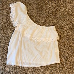 White One-Shoulder Lacey blouse